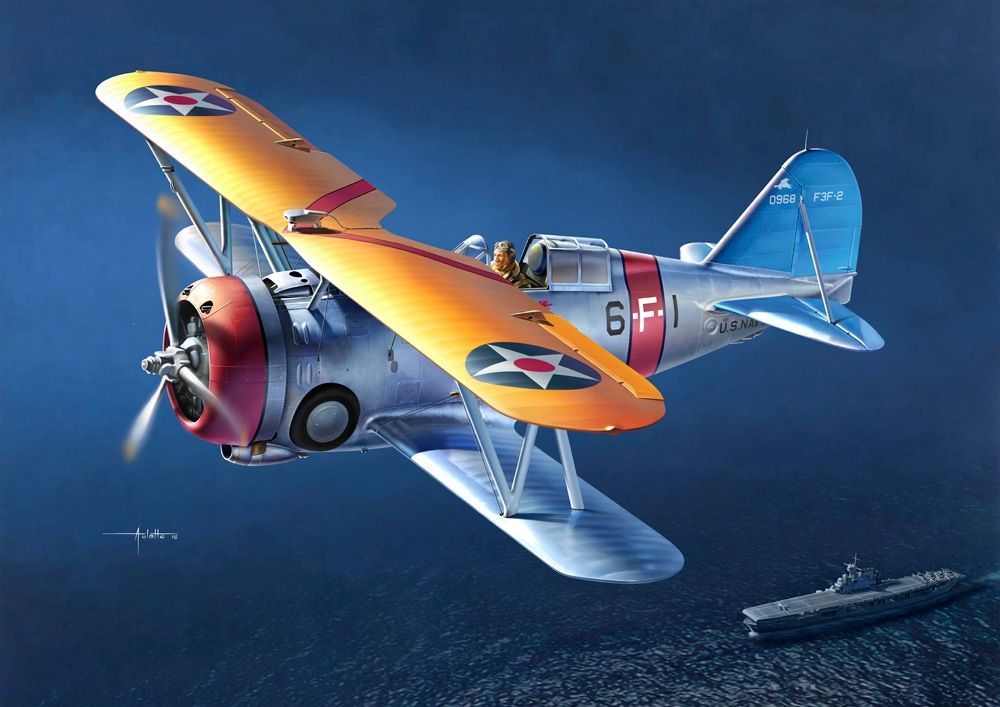 Academy 12326 US Navy F3F-2 VF-6 Academy 12326 US Navy F3F-2 VF-6 "Fighting Six" 1/48 Scale Plastic Model Kit