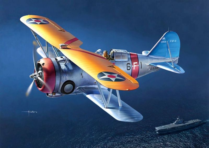 Academy 12326 US Navy F3F-2 VF-6 Academy 12326 US Navy F3F-2 VF-6 "Fighting Six" 1/48 Scale Plastic Model Kit