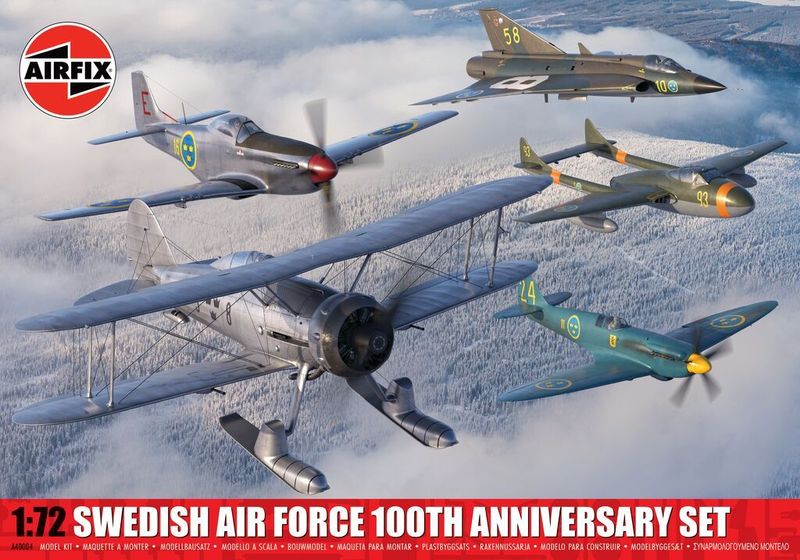 Airfix A40004 Swedish Air Force 100th Anniversary Set 1/72 Scale Plastic Model Kit Airfix A40004 Swedish Air Force 100th Anniversary Set 1/72 Scale Plastic Model Kit