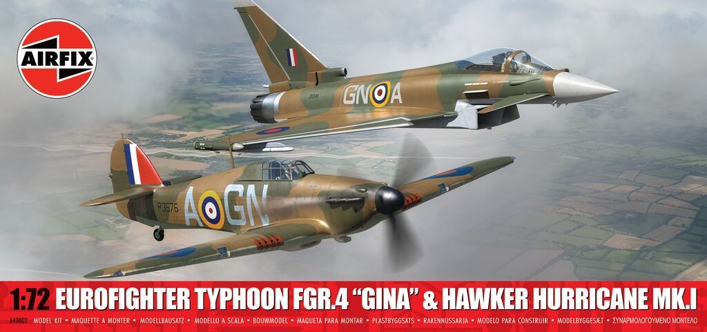 Airfix A40002 Eurofighter Typhoon FGR.4 "Gina" & Hawker Hurricane Mk.I - Twin Pack 1/72 Scale Plastic Model Kit
