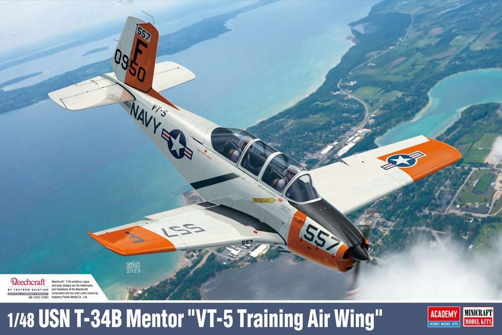 Academy 12361 US Navy T-34B Mentor VT-5 Training Air Wing Training Aircraft 1/48 Scale Plastic Model Kit
