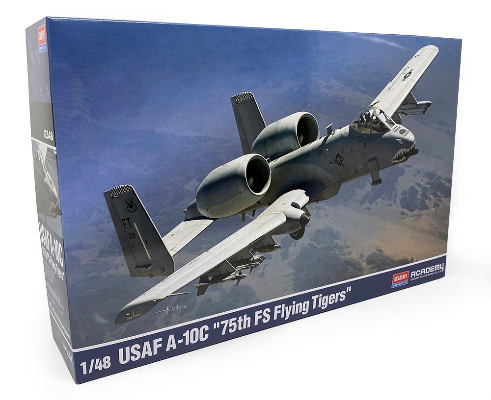 Academy 12348 USAF A-10C Thunderbolt II "75th FS Flying Tigers" Fighter Aircraft 1/48 Scale Plastic Model Kit