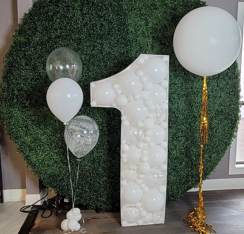 Number 1 Balloon Mosaic in White