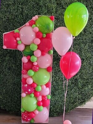 Pink and Green Number 1 Balloon Mosaic