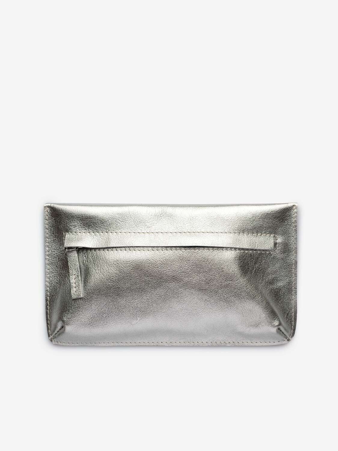 Серебряная прямоугольная поясная сумка