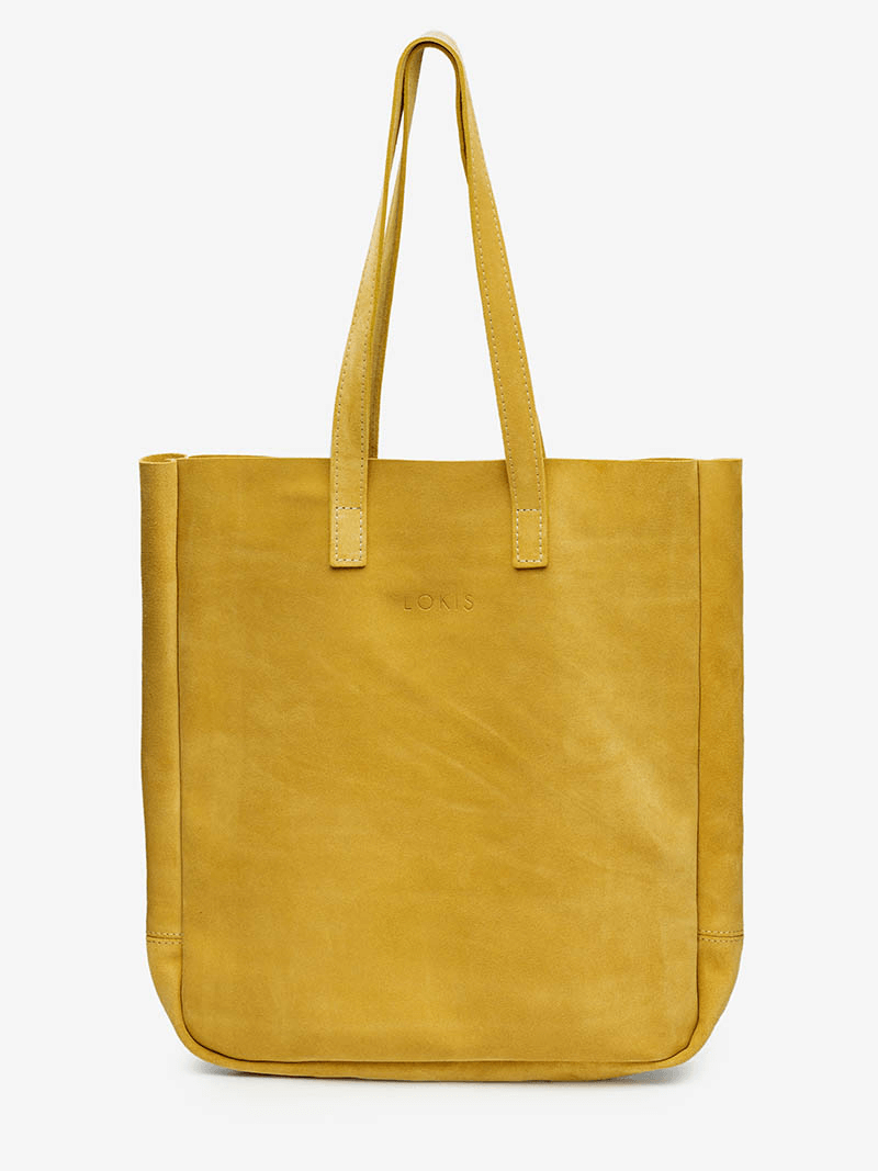 сумка шоппер желтый замша
