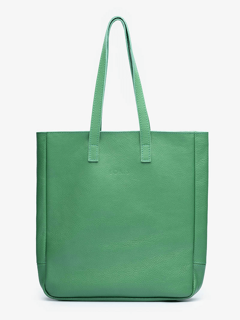 Светло-зеленый кожаный шоппер с молнией