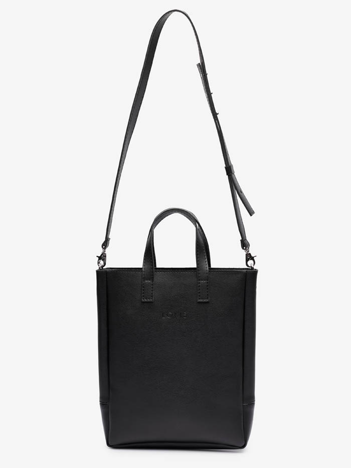 сумка мини-шоппер черный текстура на молнии эко