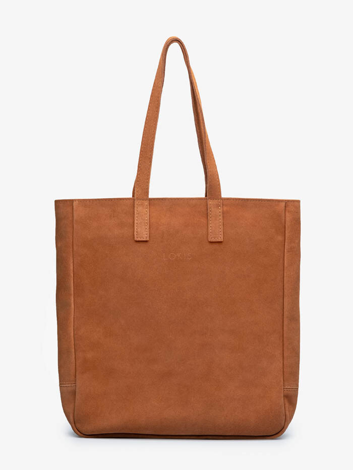 сумка шоппер коричневый на молнии замша