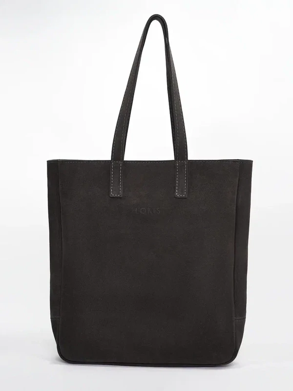 сумка шоппер темно-серый на молнии замша
