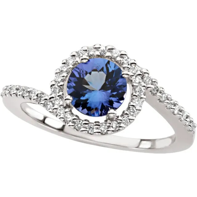 1.2 CT Tanzanite and Diamond Accented Ring