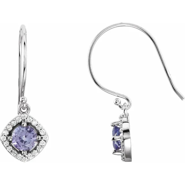 1/4 CTW Natural Tanzanite - 1/5 CTW Natural Diamond Earrings