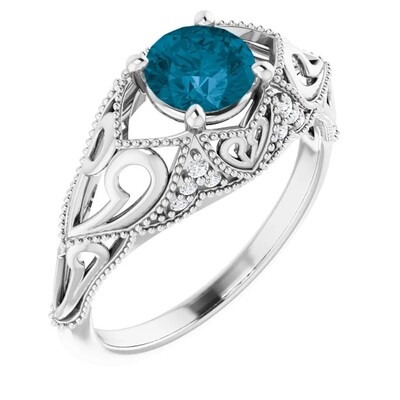 1 CT Vintage-Inspired Blue Topaz Engagement Ring