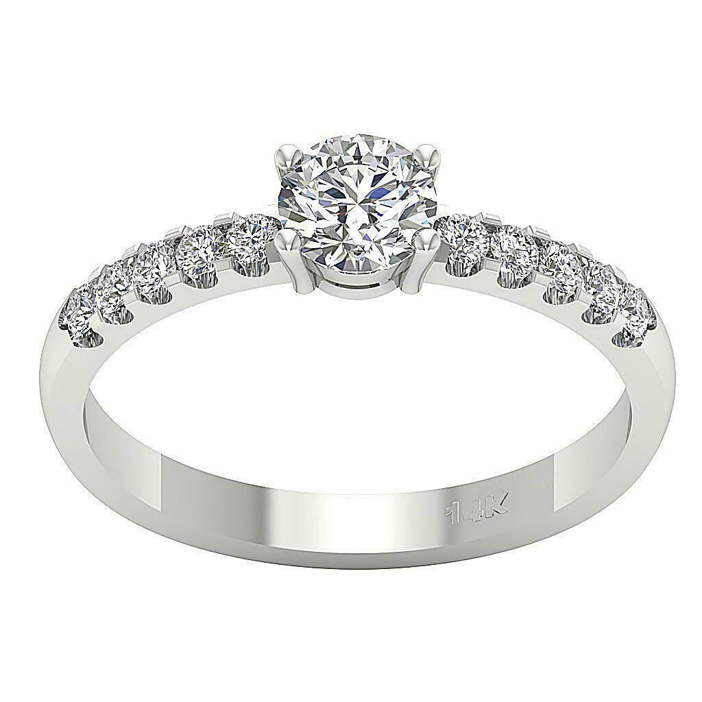 0.8 CTW Solitaire Accented Engagement Ring
