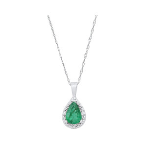 Pear Shaped Emerald and Diamond Pendant Pear Shaped Emerald and Diamond Pendant