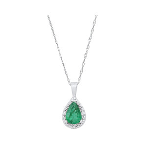 Pear Shaped Emerald and Diamond Pendant
