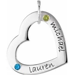 14k 2 Stone Posh Mommy Engravable Heart Pendant 14k 2 Stone Posh Mommy Engravable Heart Pendant