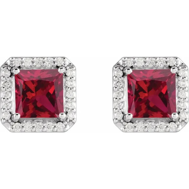5mm Ruby and  Diamond Earrings
