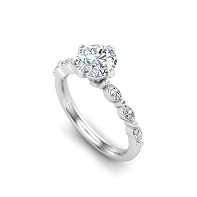 Mila Marquise Accent Band Engagement Ring Setting