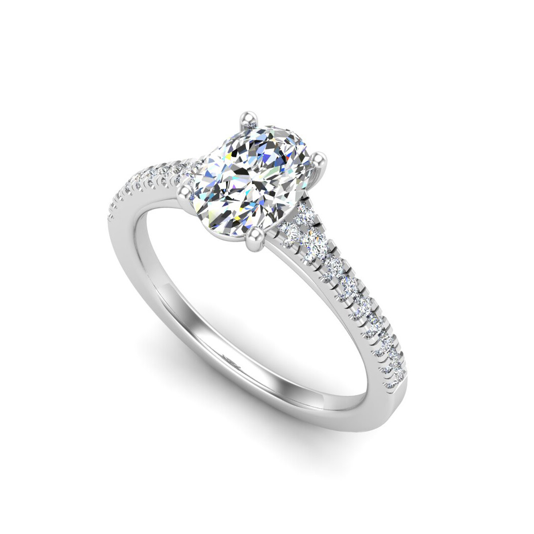 Camila Split Cathedral Setting with Pave Set Band Engagement Ring