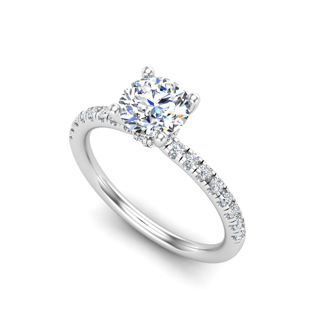 Charlotte Hidden Halo Setting with Pave Set Band Engagement Ring Setting Charlotte Hidden Halo Setting with Pave Set Band Engagement Ring Setting