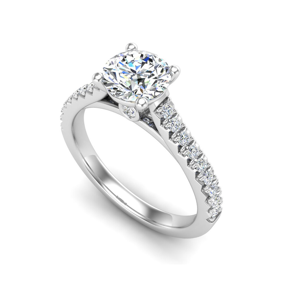 Gianna Cathedral Solitaire with French Pave Set Band Engagement Ring Setting