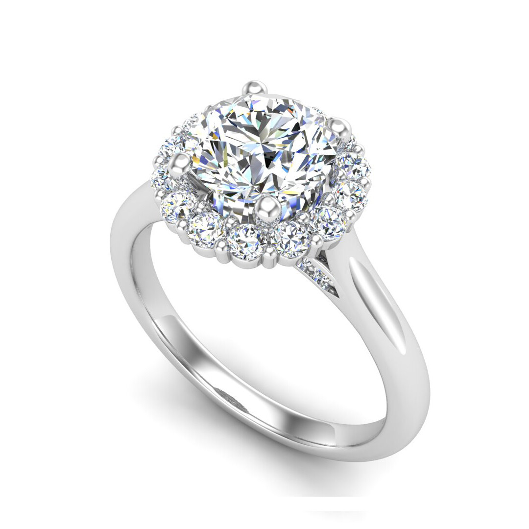 Aria Halo Solitaire with Pave Set Band Engagement Ring Setting
