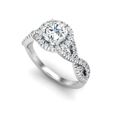 Zoey Halo Twisted Infinity Style Pave Engagement Ring Setting