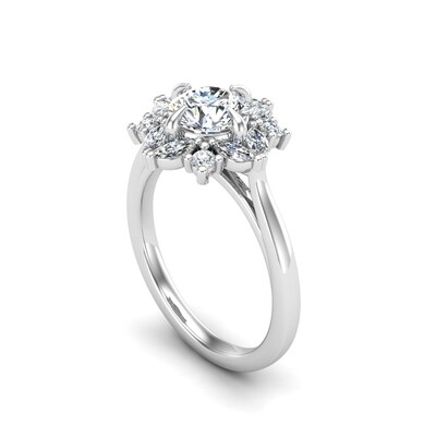 Samantha Round Solitaire with Marquise Halo  Engagement Ring Setting
