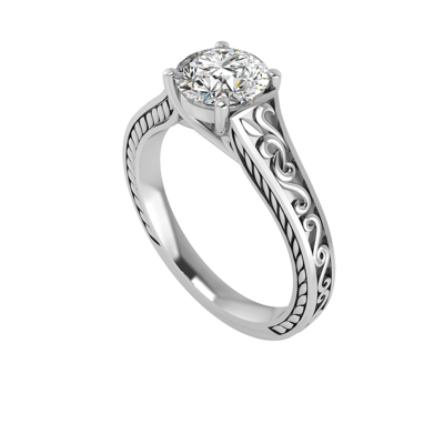 Emma Solitaire Classic Art Deco Style Band  Engagement Ring Setting