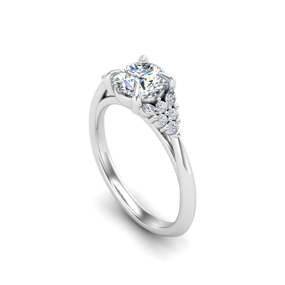 Allison Solitaire Floral Accented Style  Engagement Ring Setting