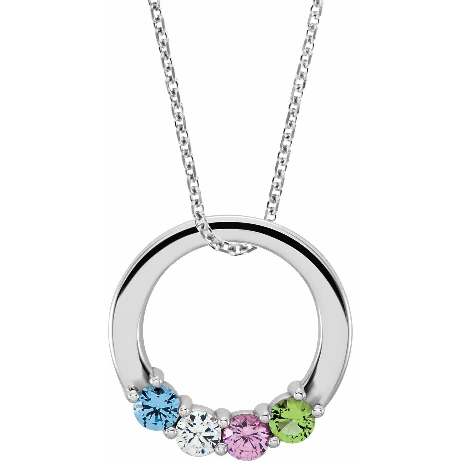 14k Family Circle Birthstone Pendant
