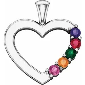 14k Family Heart Birthstone Pendant 14k Family Heart Birthstone Pendant