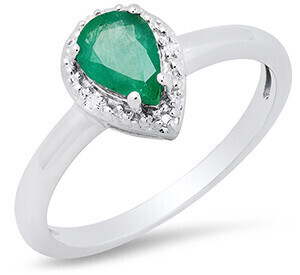 Pear Shaped Emerald and Diamond Accented Ring