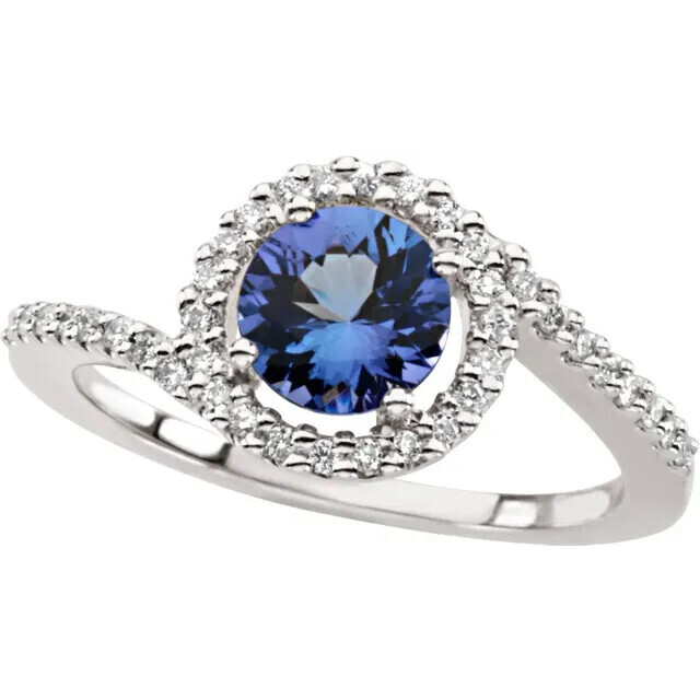 1.2 CT Tanzanite and Diamond Accented Ring