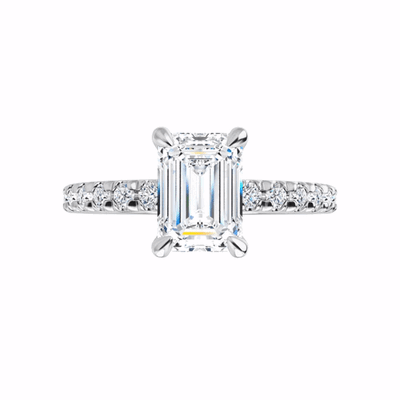 1.7 CTW Emerald Cut French-Set Engagement Ring