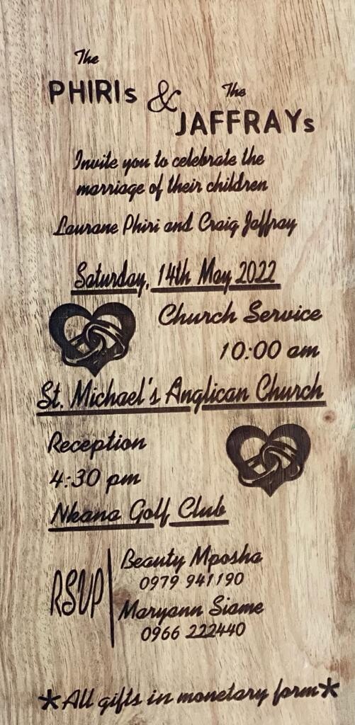 Wedding card engraving