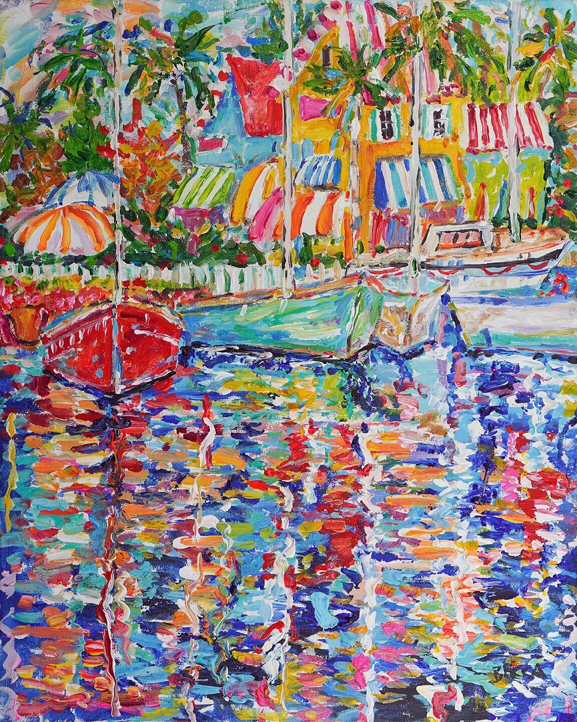 "Colorful Village Harbor" by Becca Speight