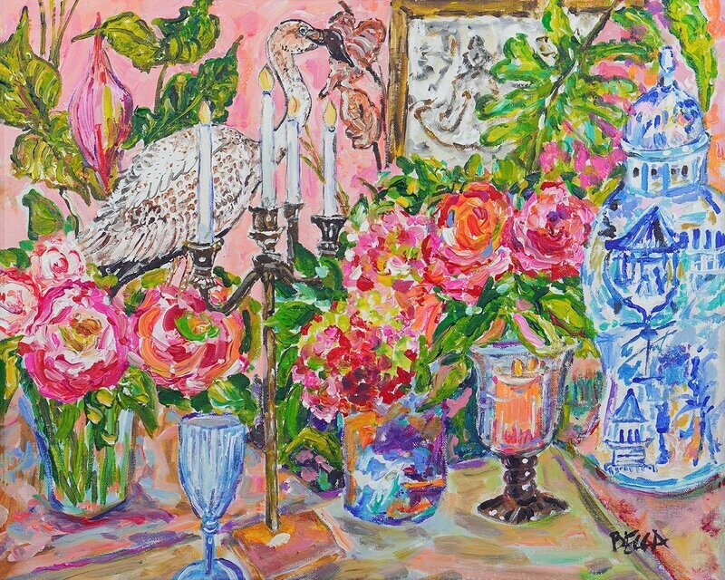"Floral with Bird and Candelabra" by Becca Speight