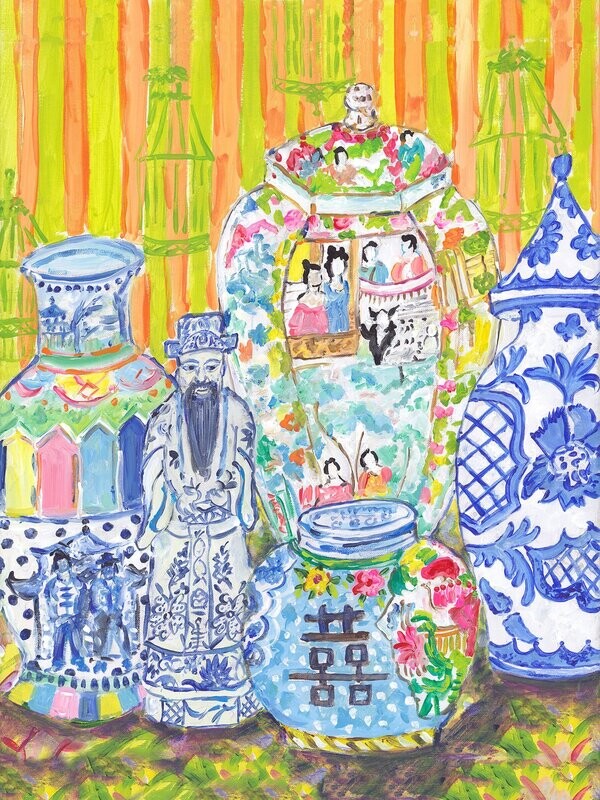 "Chinese Vases and Figure" by Becca Speight