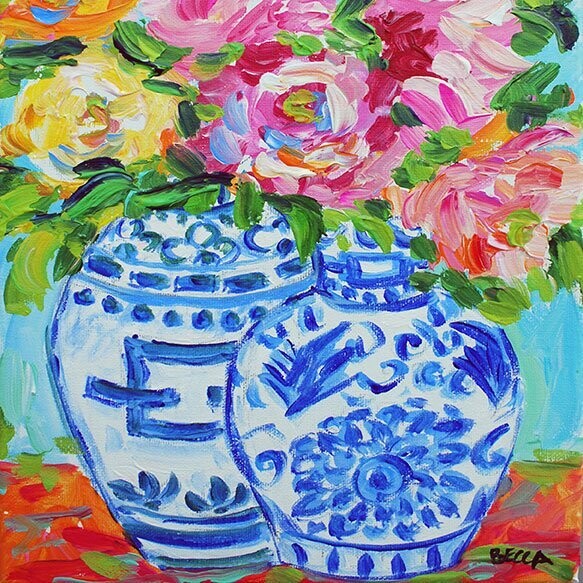 "Two Blue and White Vases" by Becca Speight