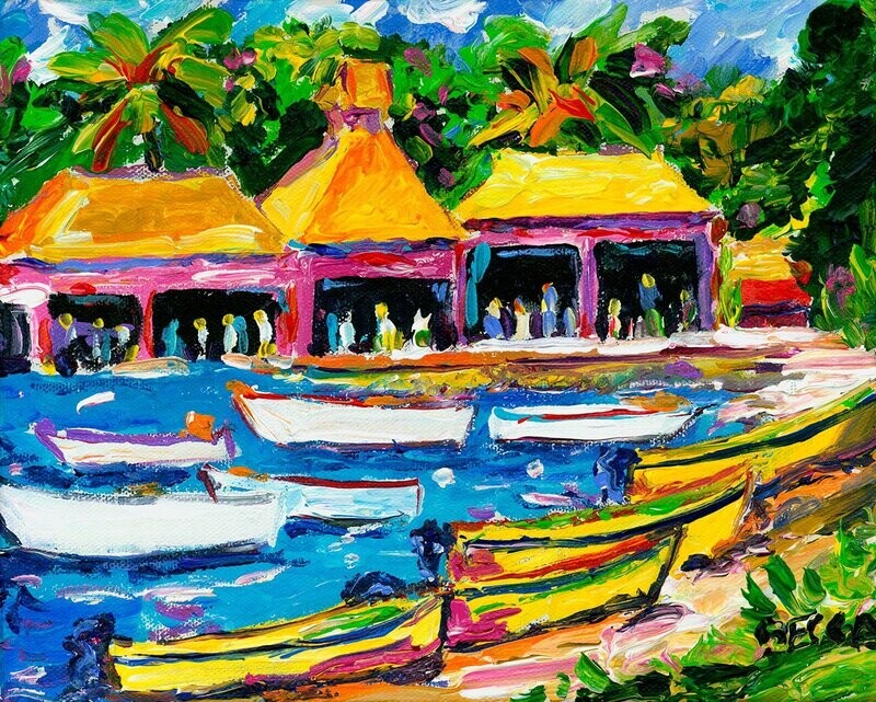 "Yellow Rooftops with Skiffs" by Becca Speight