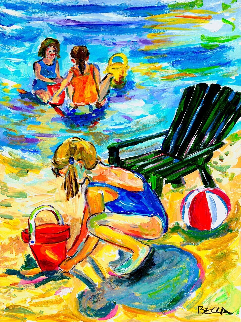 "Girls at Beach Chair" by Becca Speight