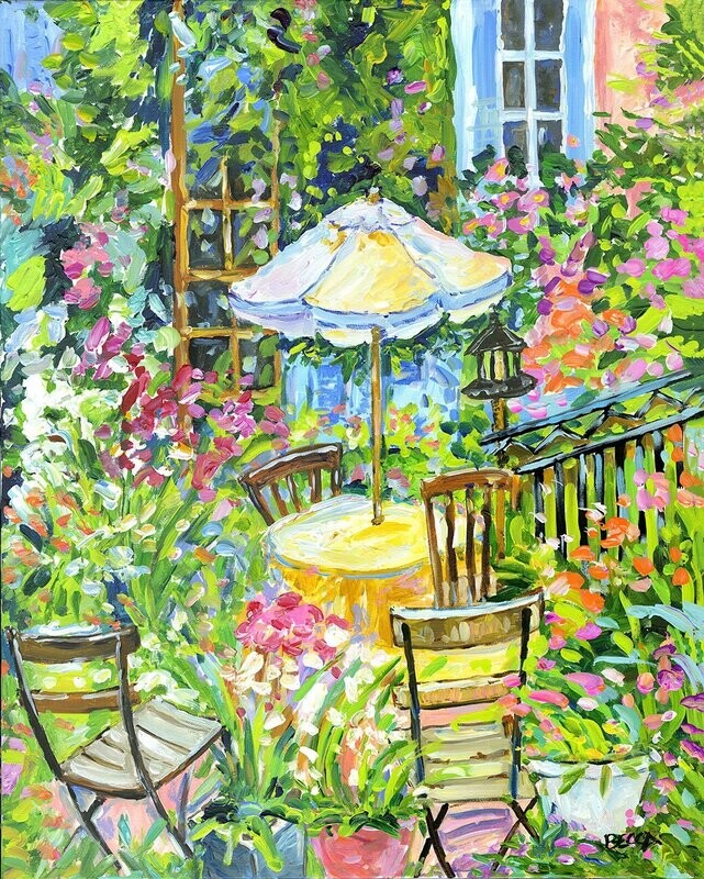 "Patio Umbrella Table" by Becca Speight