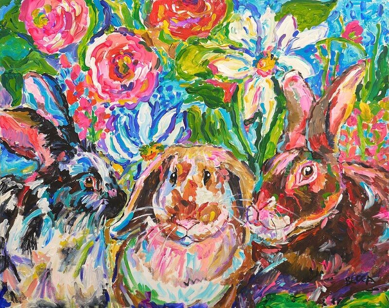 "Floral and Two Bunnies" by Becca Speight