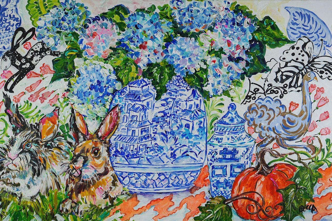 DSC08581-Bunnie with Blue vase and gourd