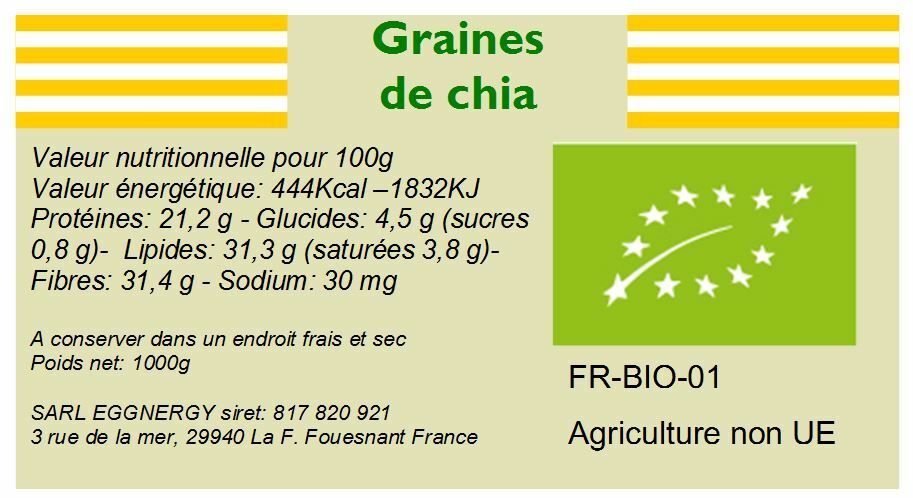 Graines de chia bio 1 kg - Fibres et protéines