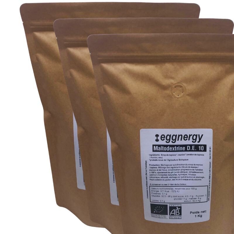Maltodextrine de manioc bio DE10 3 kg (3 sachets)
