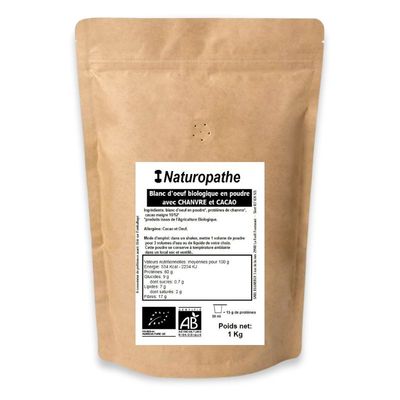 Naturo: Eggwhite, chanvre et cacao en 1 Kg