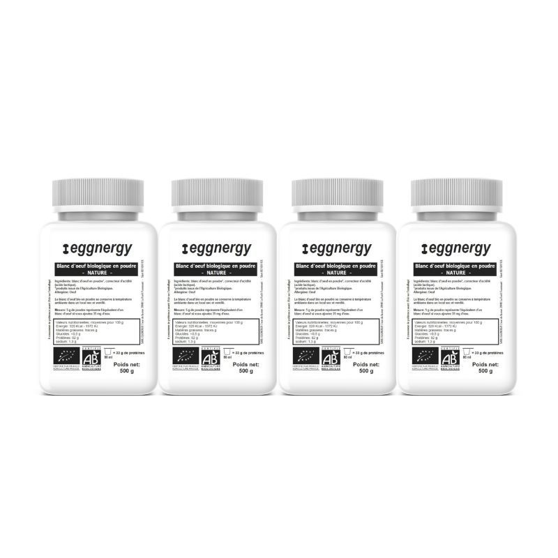 Blanc d’œuf bio poudre: 4 x 500 g - Code 0